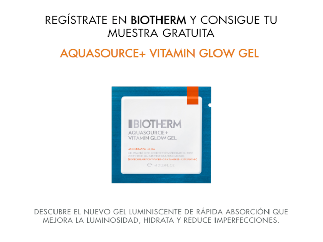 Muestras gratis del Aquasource + Vitamin Glow Gel de Biotherm 1 Aquasource + Vitamin Glow Gel