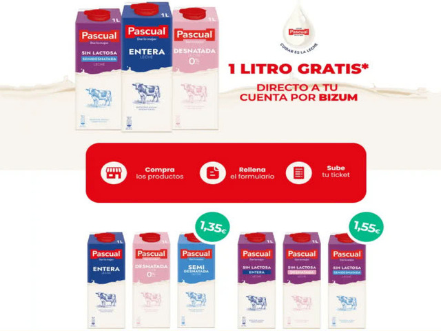 Puleva te regala un litro de leche 1 litro de leche